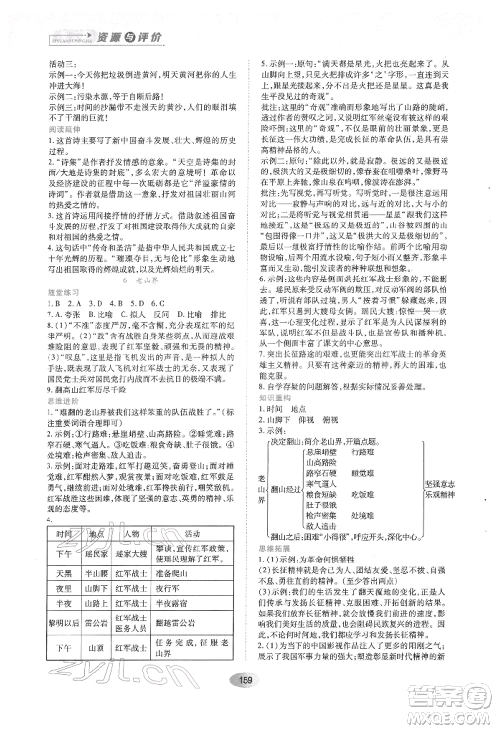 黑龍江教育出版社2022資源與評(píng)價(jià)七年級(jí)下冊(cè)語(yǔ)文人教版參考答案