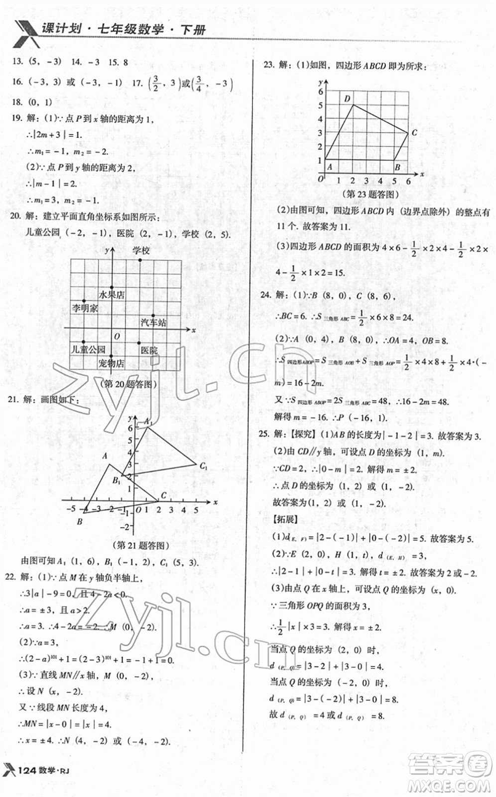 廣東經(jīng)濟(jì)出版社2022全優(yōu)點(diǎn)練課計(jì)劃七年級(jí)數(shù)學(xué)下冊(cè)RJ人教版答案