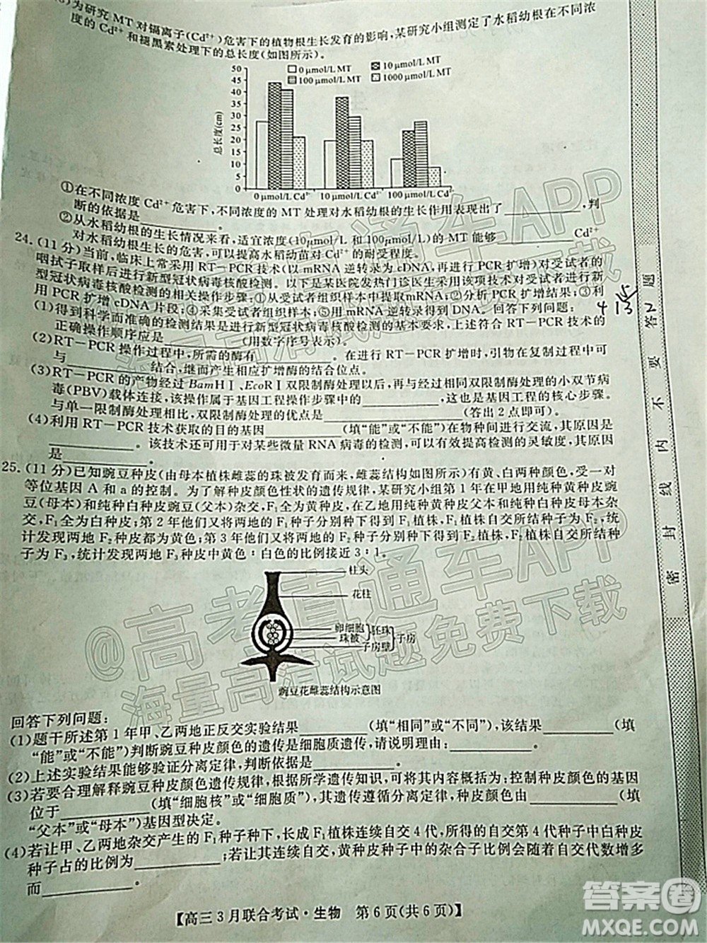 暢學無憂遼寧2022屆高三3月聯(lián)合考試生物試題及答案