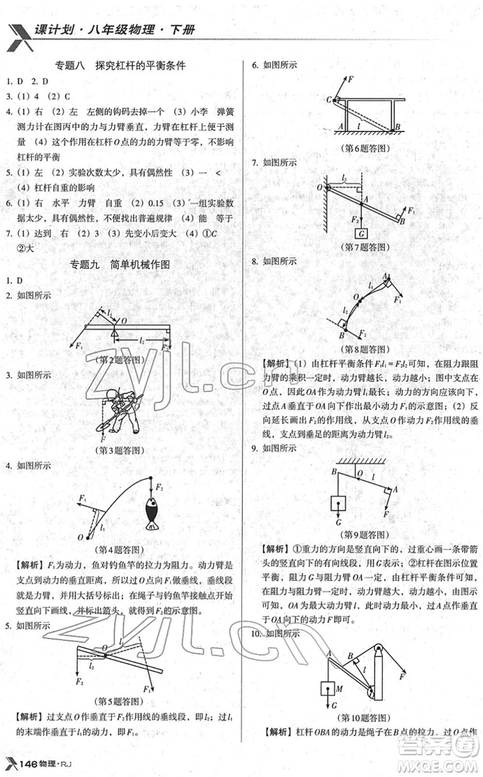 廣東經(jīng)濟(jì)出版社2022全優(yōu)點(diǎn)練課計(jì)劃八年級物理下冊RJ人教版答案