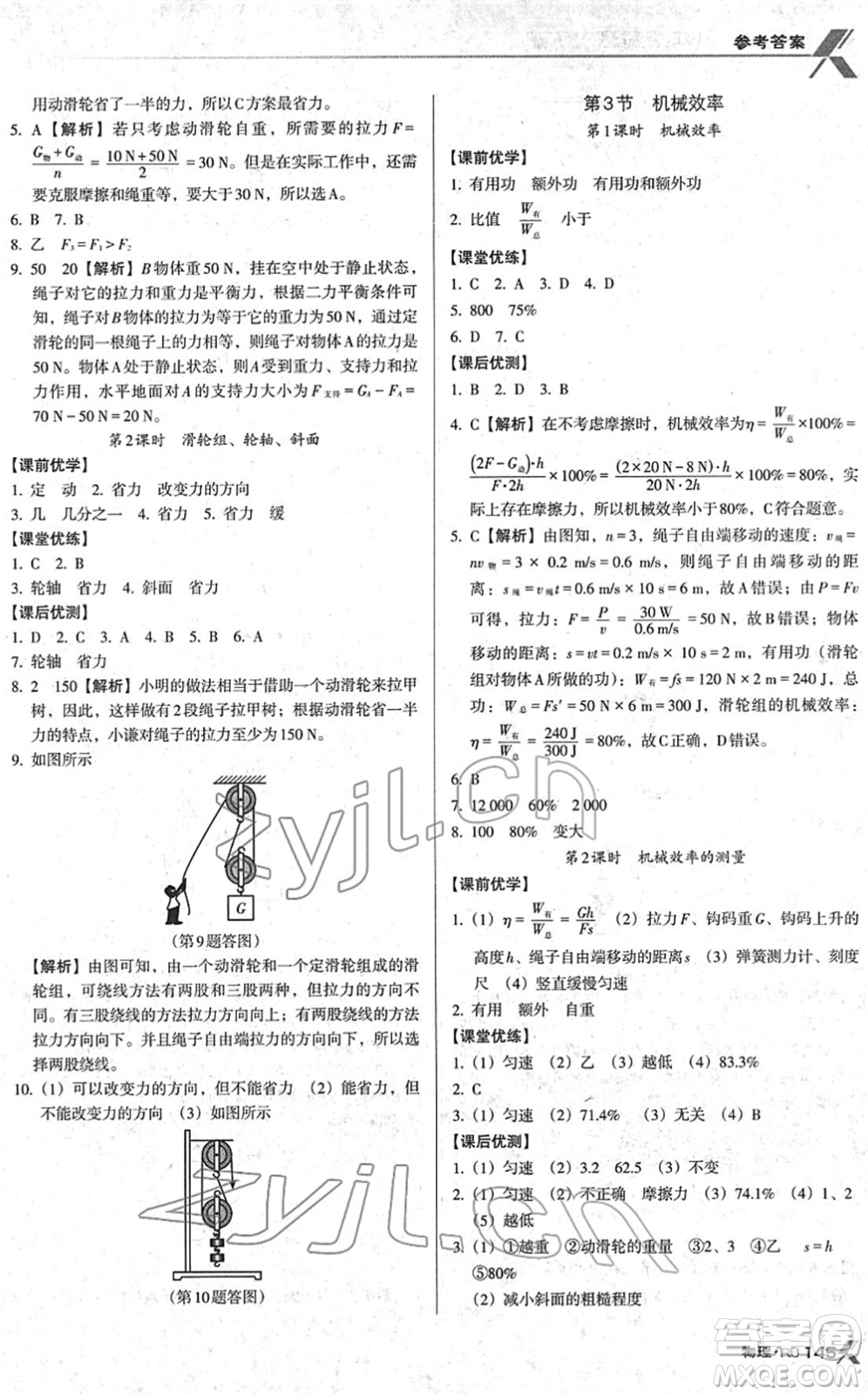 廣東經(jīng)濟(jì)出版社2022全優(yōu)點(diǎn)練課計(jì)劃八年級物理下冊RJ人教版答案