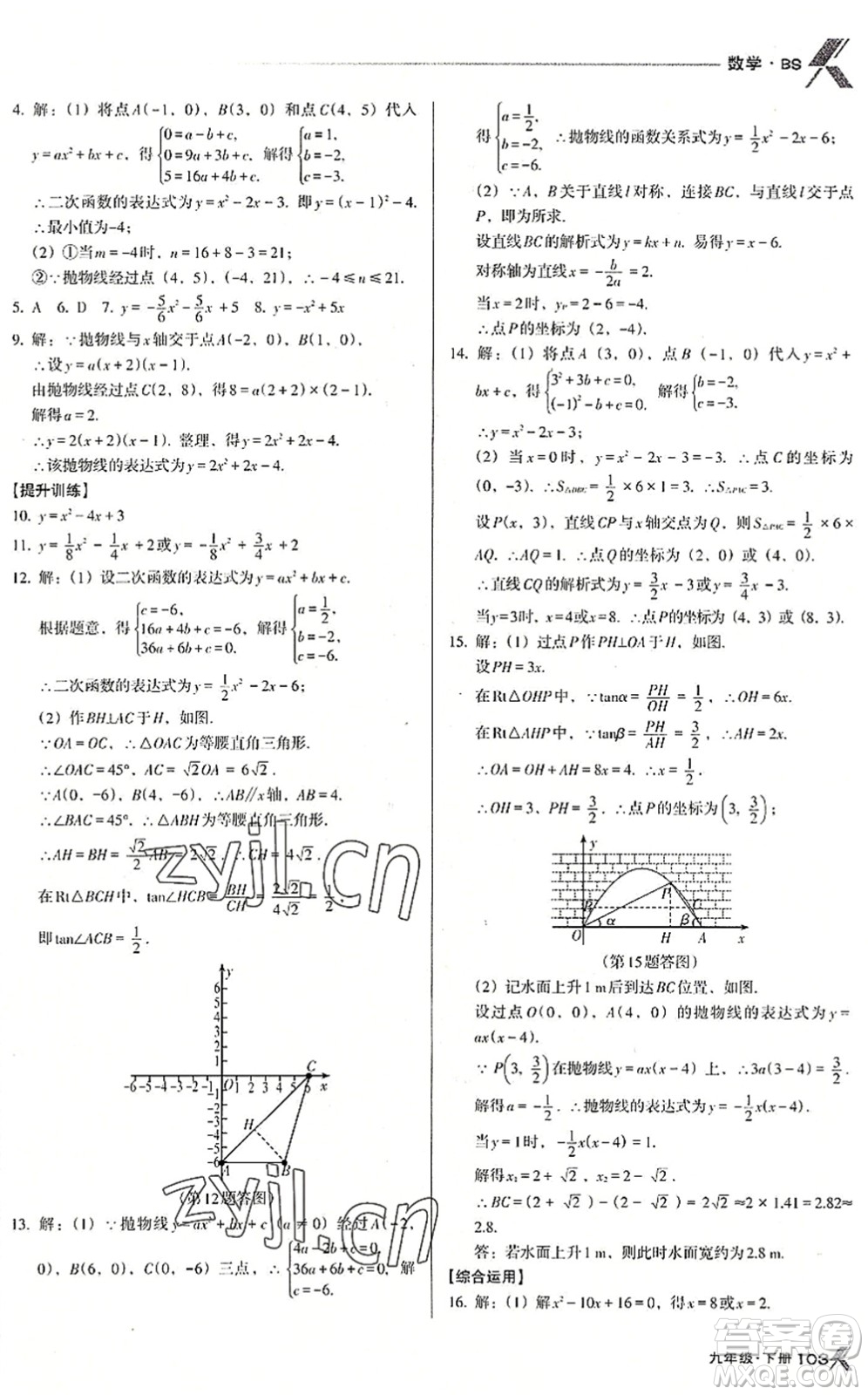 遼海出版社2022全優(yōu)點(diǎn)練課計劃九年級數(shù)學(xué)下冊BS北師版答案