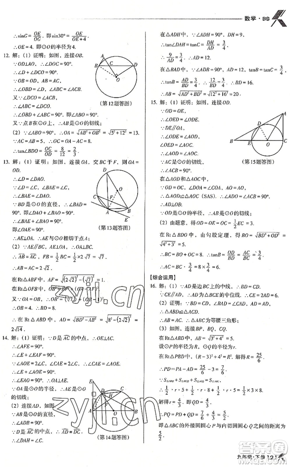 遼海出版社2022全優(yōu)點(diǎn)練課計劃九年級數(shù)學(xué)下冊BS北師版答案