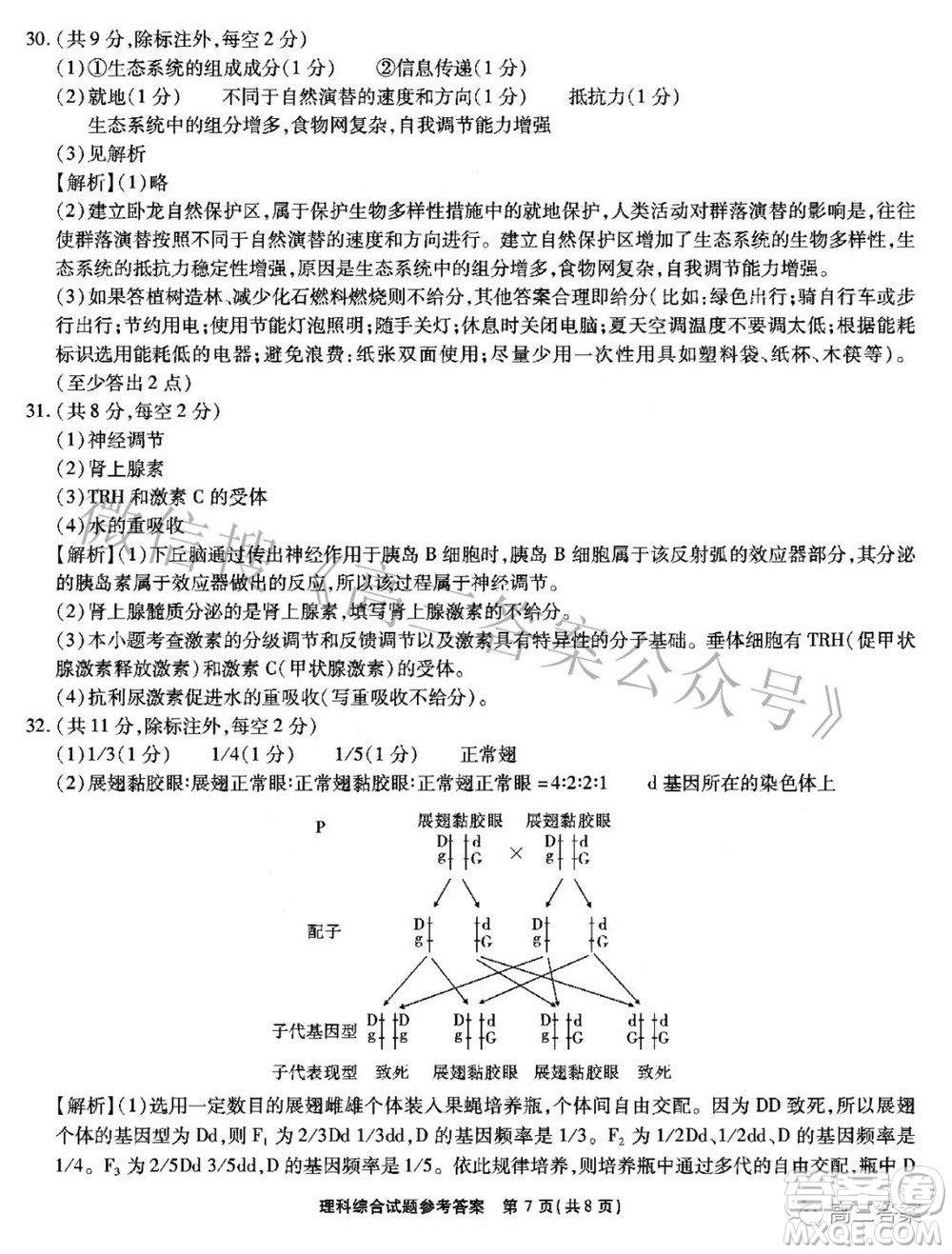 2022年安徽省示范高中皖北協(xié)作區(qū)第24屆高三聯(lián)考理科綜合答案