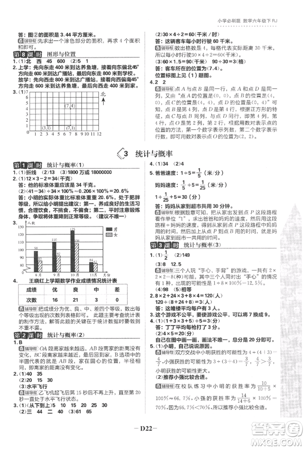 首都師范大學出版社2022小學必刷題六年級數(shù)學下冊人教版參考答案