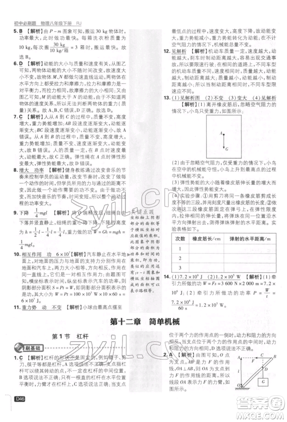 開(kāi)明出版社2022初中必刷題八年級(jí)物理下冊(cè)人教版參考答案