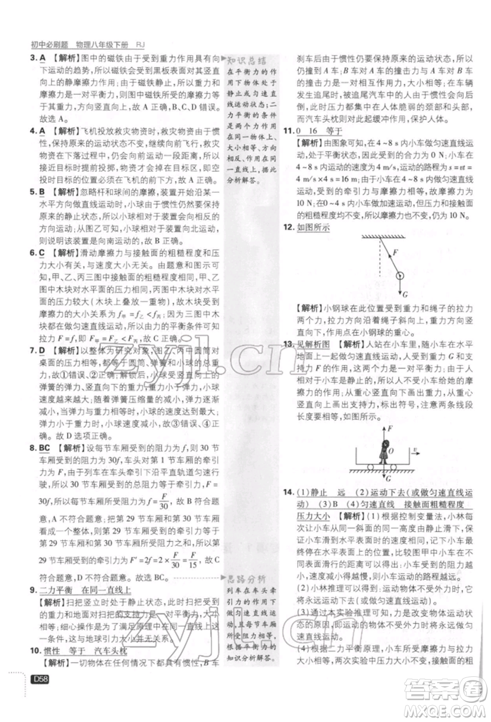 開(kāi)明出版社2022初中必刷題八年級(jí)物理下冊(cè)人教版參考答案