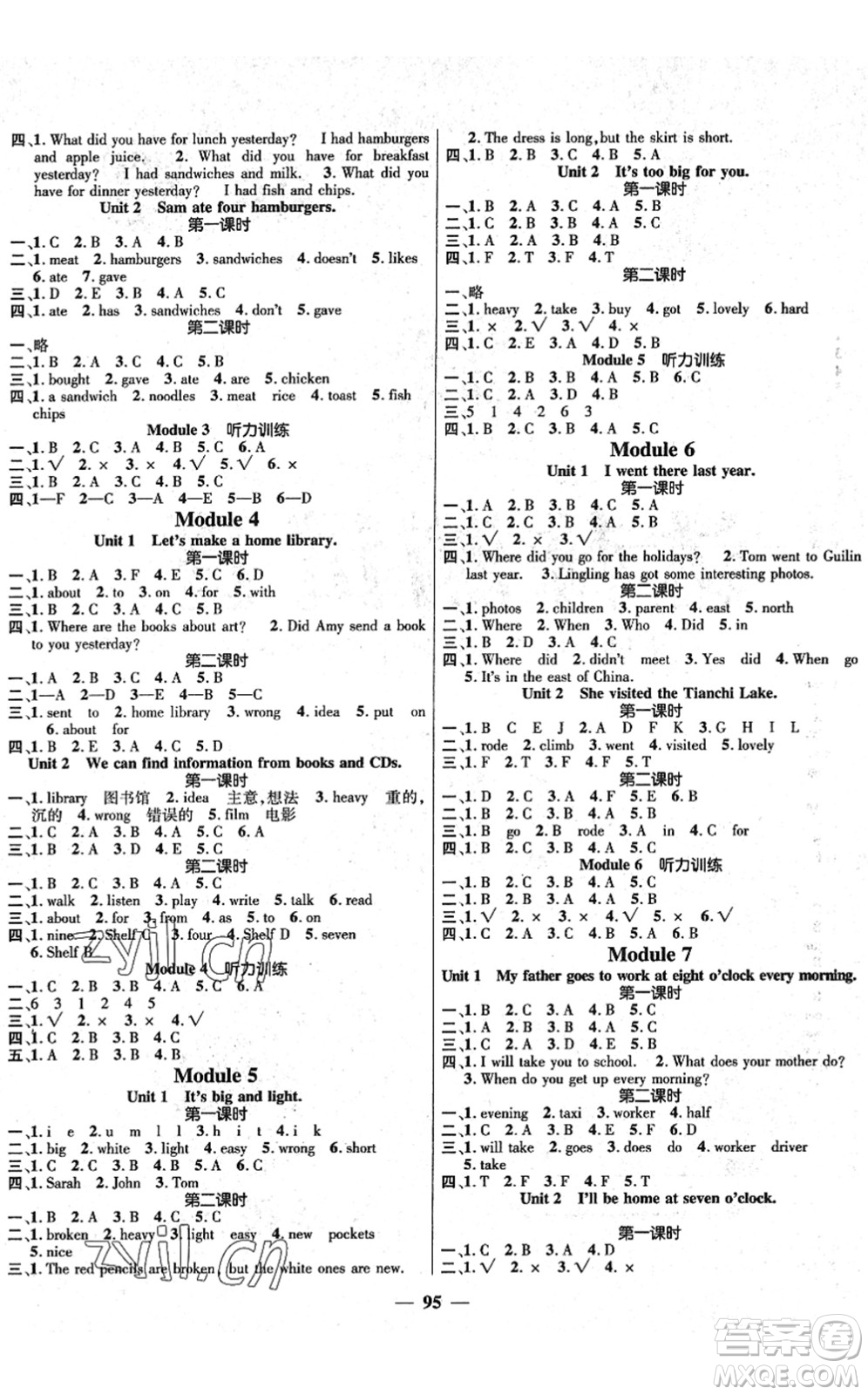 廣東經(jīng)濟(jì)出版社2022名師測(cè)控五年級(jí)英語(yǔ)下冊(cè)WY外研版答案