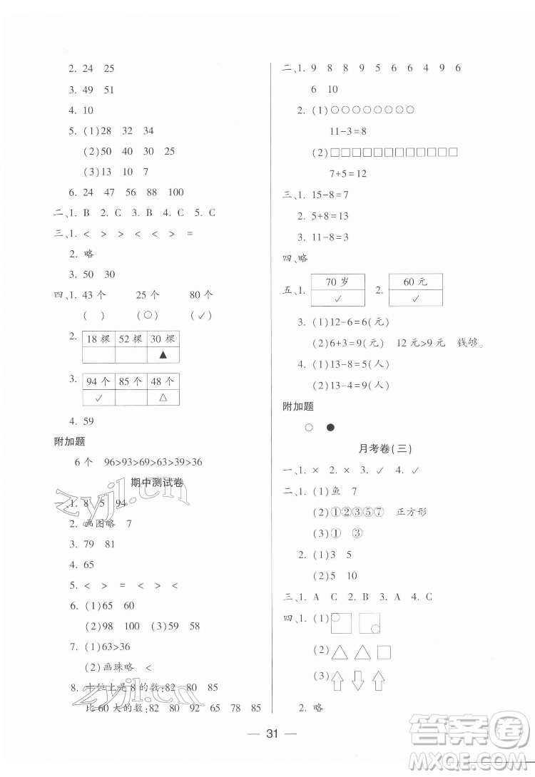 希望出版社2022新課標(biāo)兩導(dǎo)兩練高效學(xué)案數(shù)學(xué)一年級下冊北師大版答案