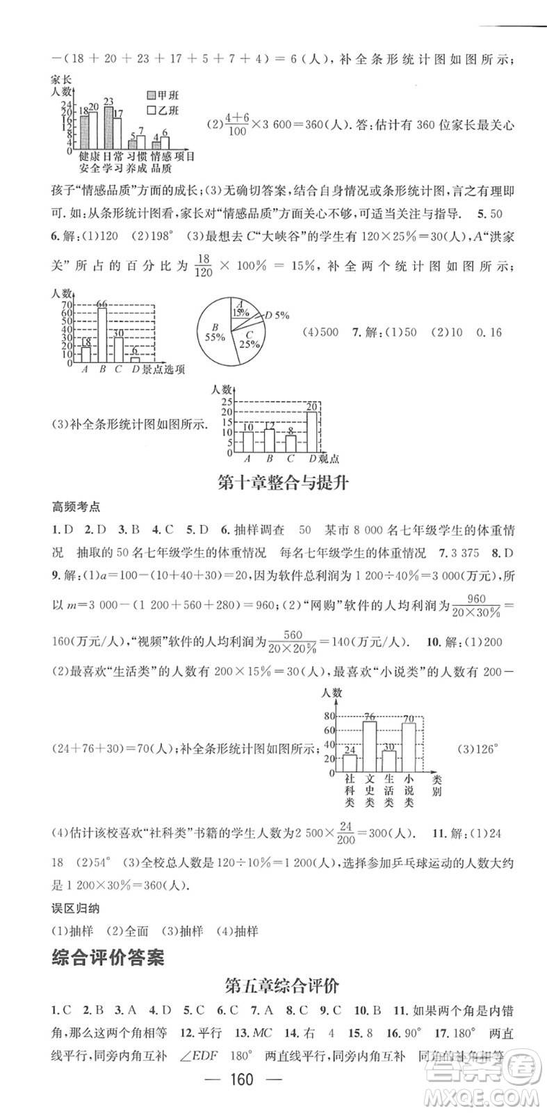 江西教育出版社2022名師測控七年級數(shù)學(xué)下冊RJ人教版答案