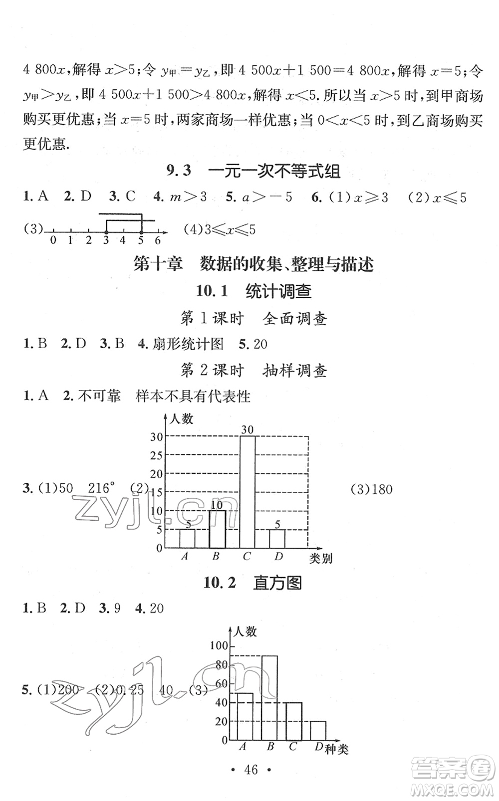 江西教育出版社2022名師測控七年級數(shù)學(xué)下冊RJ人教版答案