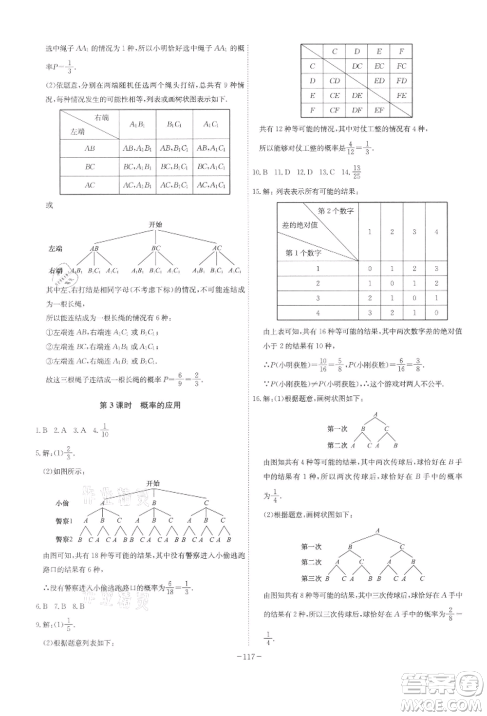 安徽師范大學(xué)出版社2022課時(shí)A計(jì)劃九年級下冊數(shù)學(xué)滬科版參考答案