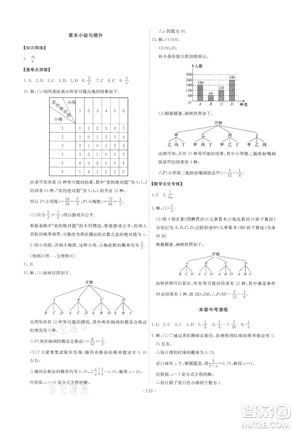 安徽師范大學(xué)出版社2022課時(shí)A計(jì)劃九年級下冊數(shù)學(xué)滬科版參考答案