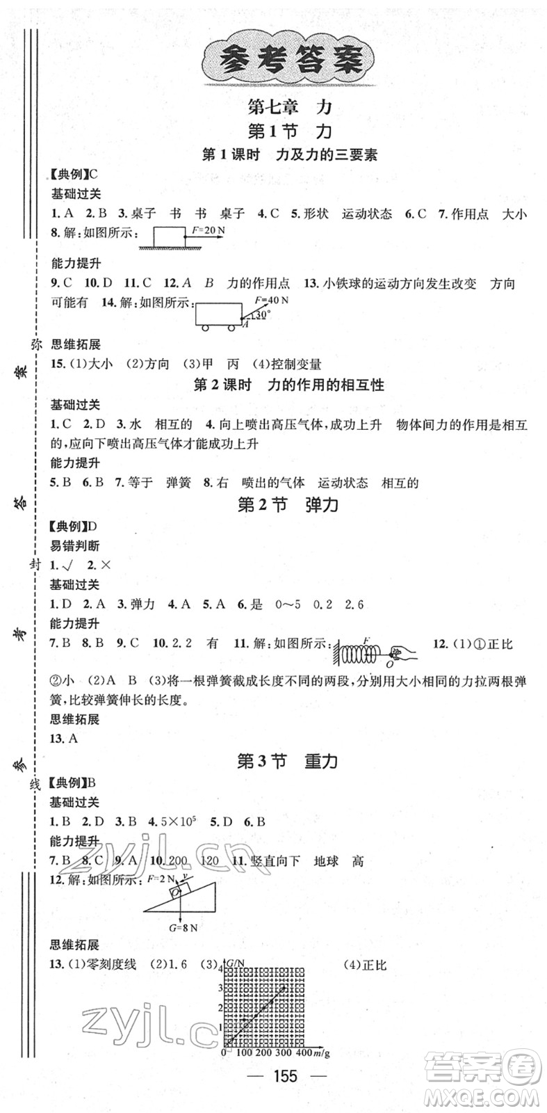 江西教育出版社2022名師測控八年級物理下冊RJ人教版答案