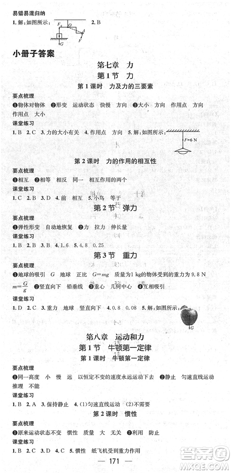 江西教育出版社2022名師測控八年級物理下冊RJ人教版答案