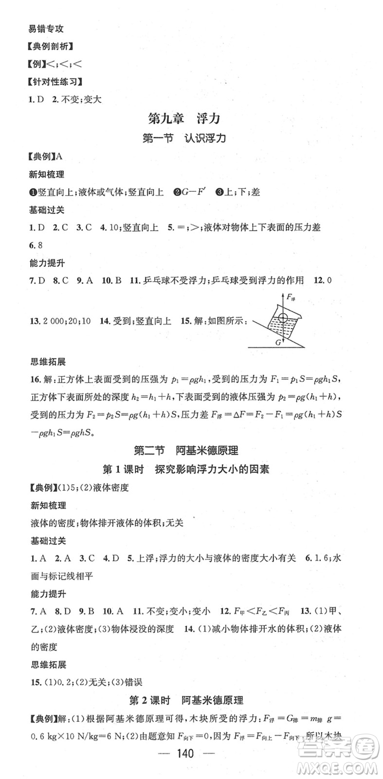 新世紀出版社2022名師測控八年級物理下冊HK滬科版答案