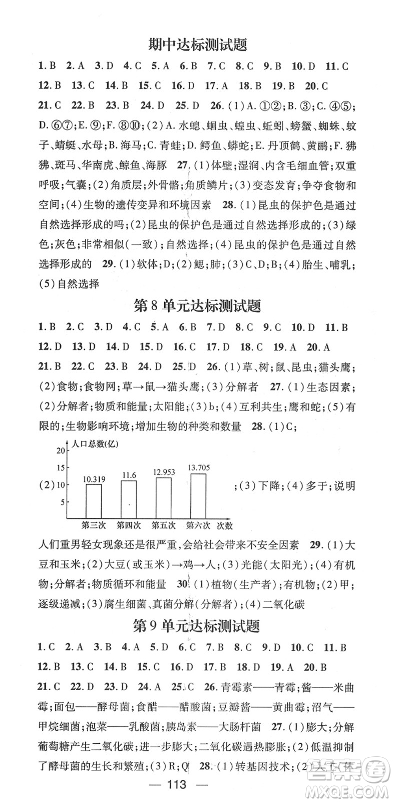 江西教育出版社2022名師測控八年級生物下冊BS北師版答案