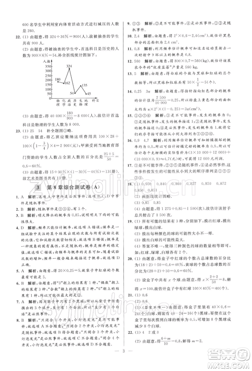 云南美術(shù)出版社2022亮點(diǎn)給力大試卷八年級(jí)下冊(cè)數(shù)學(xué)蘇科版參考答案