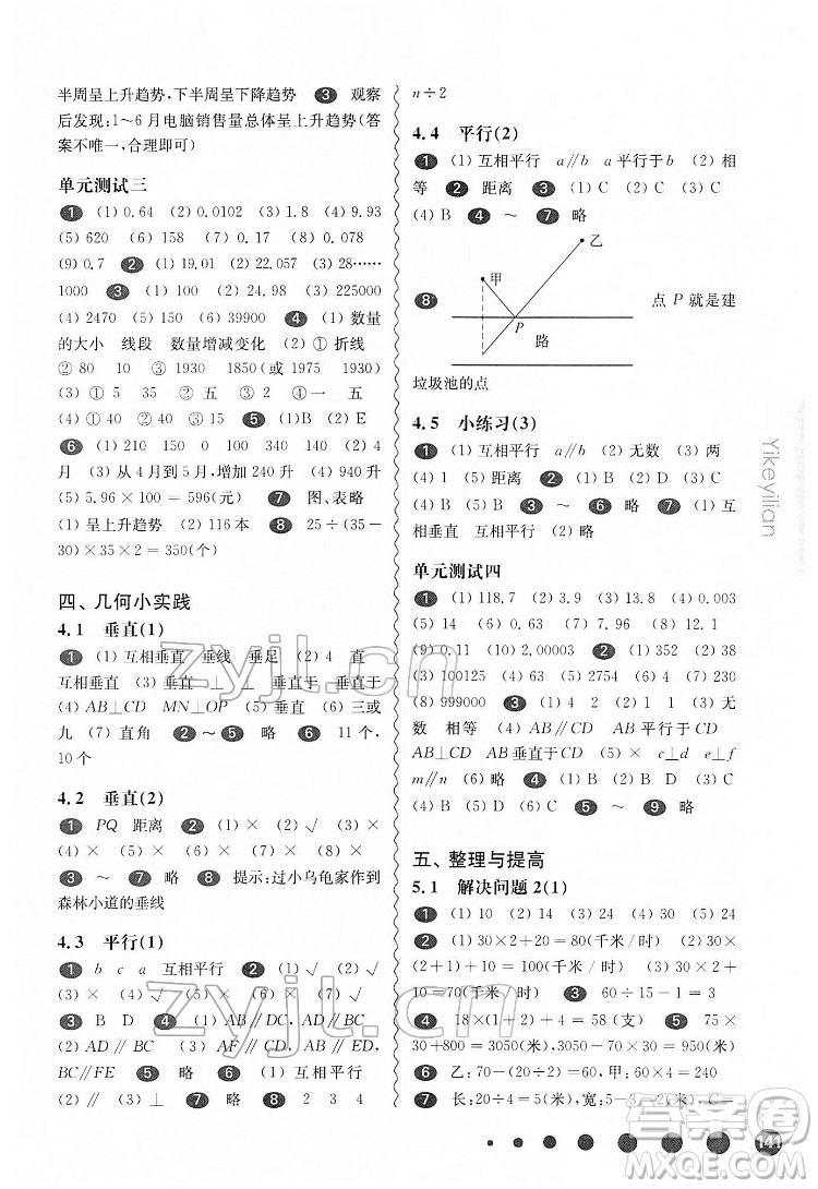 華東師范大學(xué)出版社2022一課一練四年級數(shù)學(xué)第二學(xué)期華東師大版答案