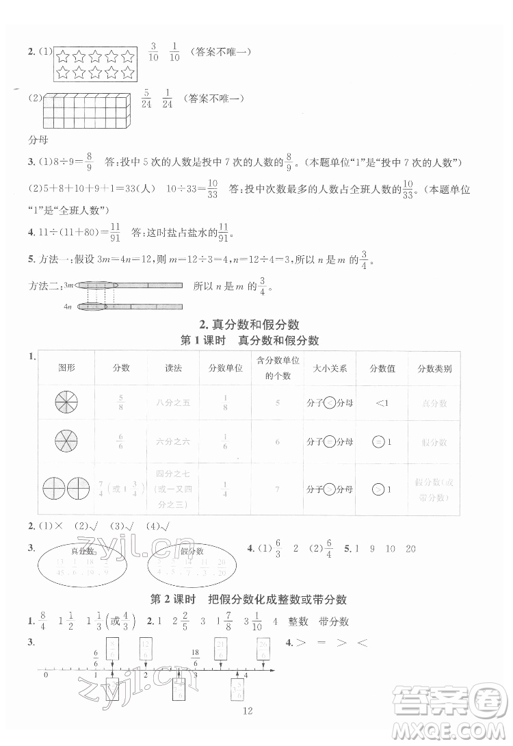 華東師范大學(xué)出版社2022一課一練數(shù)學(xué)A版五年級下冊人教版答案