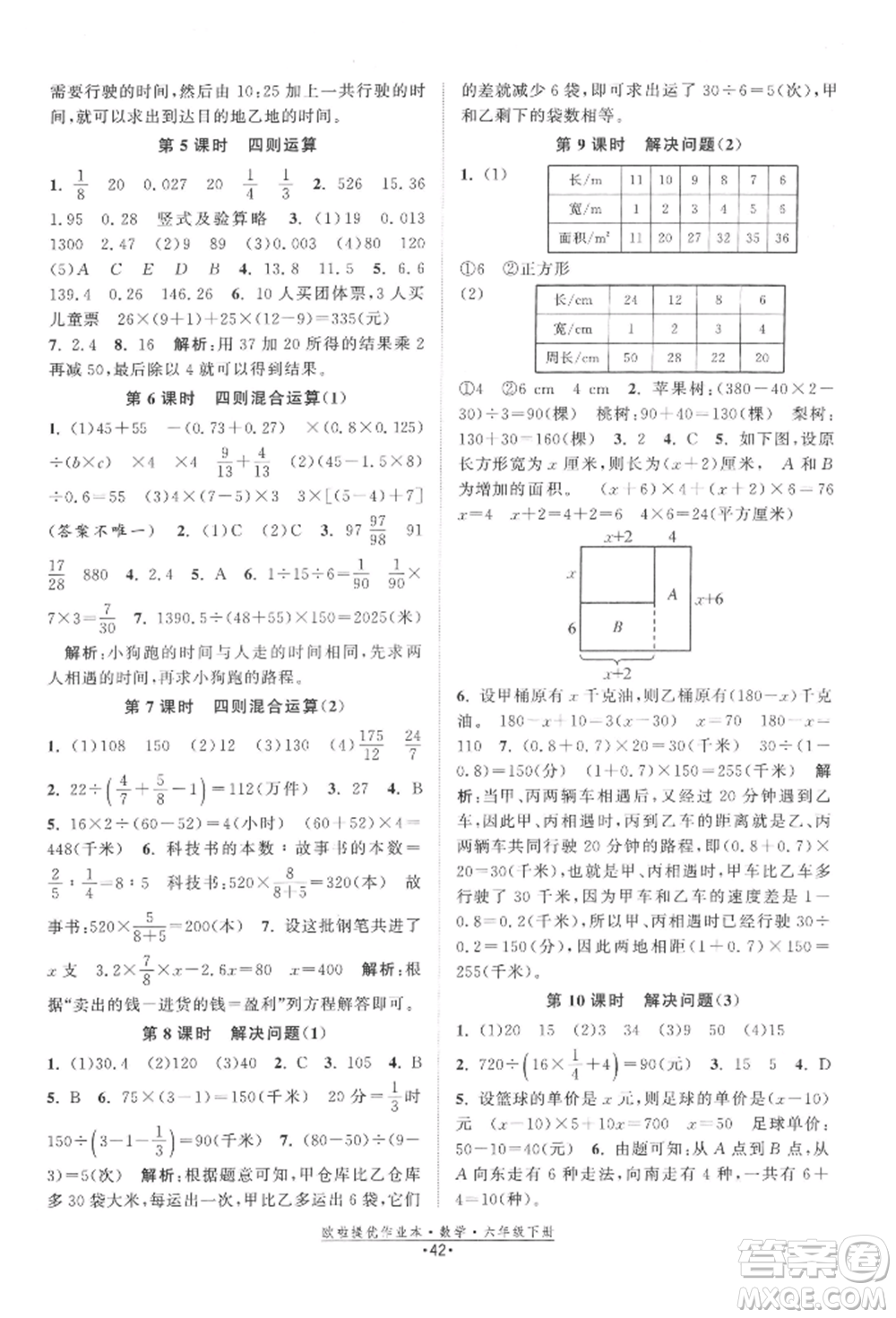 江蘇鳳凰美術(shù)出版社2022歐拉提優(yōu)作業(yè)本六年級(jí)數(shù)學(xué)下冊(cè)蘇教版參考答案