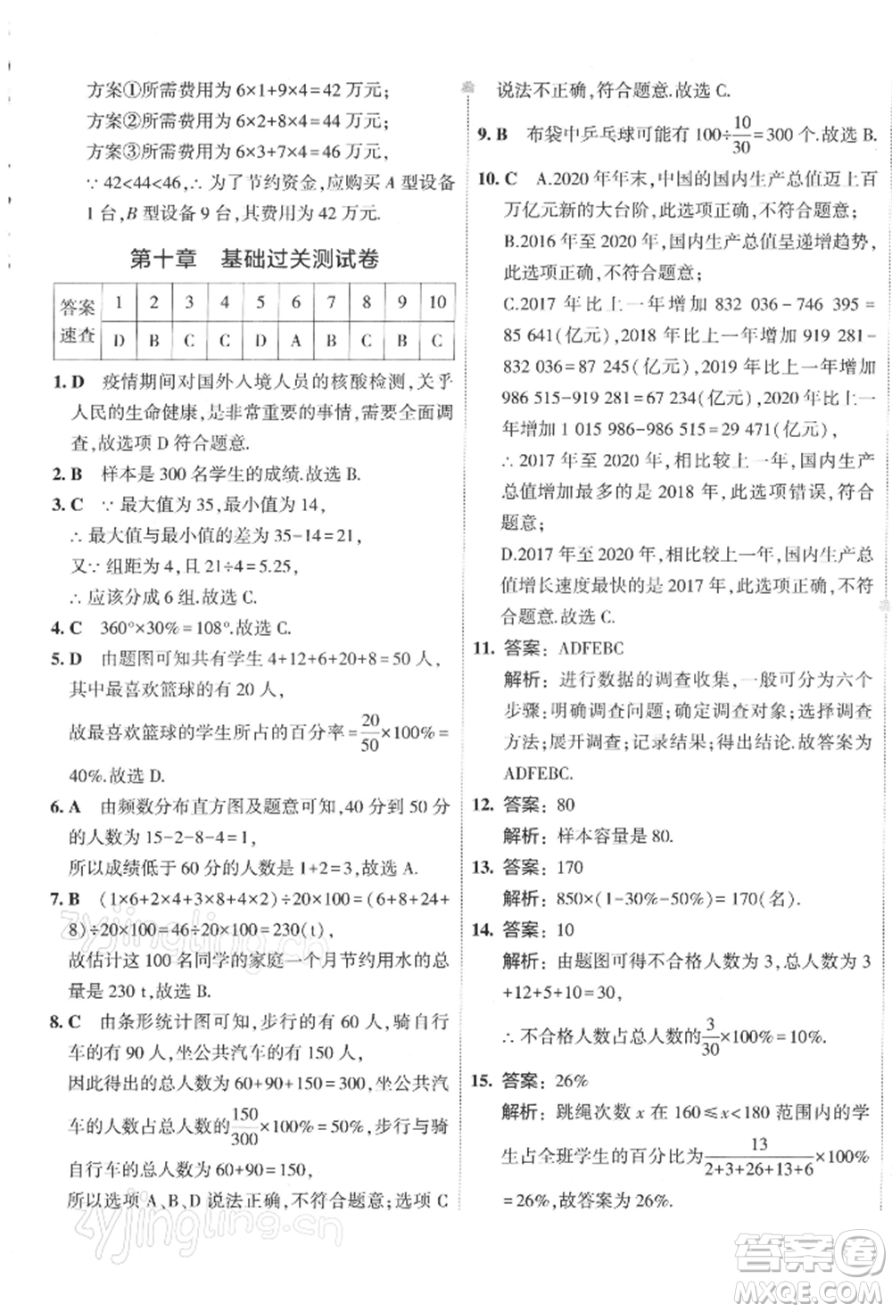 首都師范大學(xué)出版社2022年5年中考3年模擬初中試卷七年級(jí)下冊(cè)數(shù)學(xué)人教版參考答案