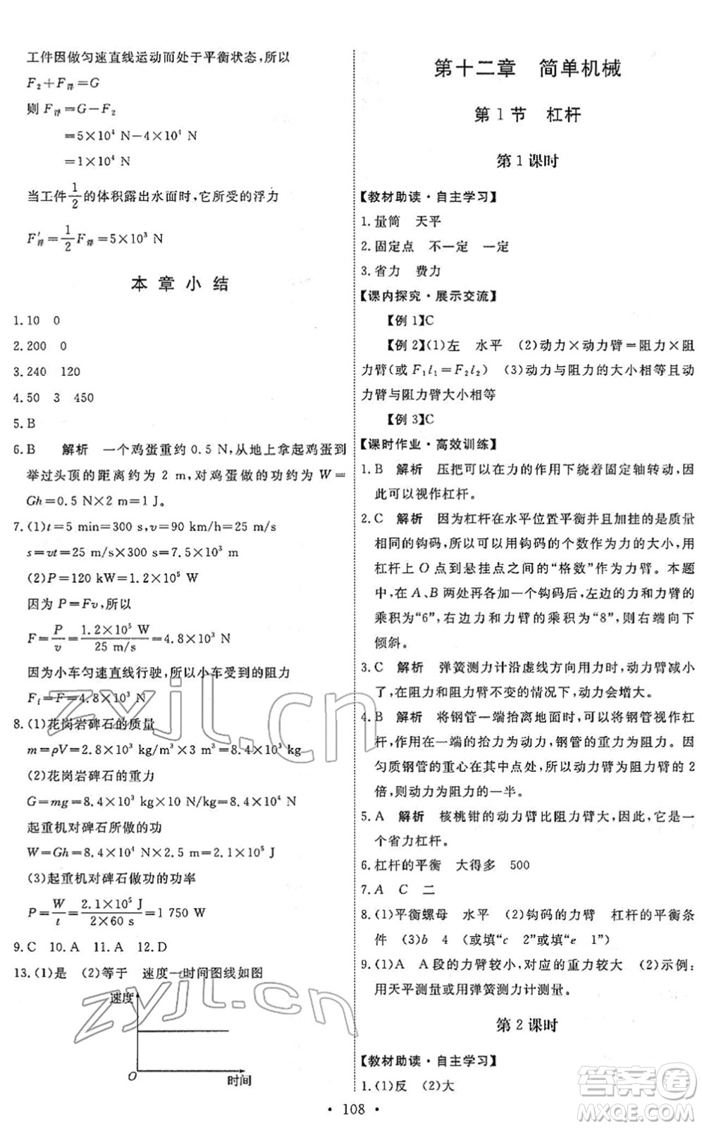 人民教育出版社2022能力培養(yǎng)與測試八年級物理下冊人教版答案