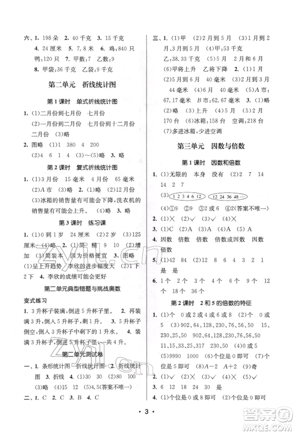 江蘇鳳凰美術(shù)出版社2022課時金練五年級下冊數(shù)學(xué)江蘇版參考答案