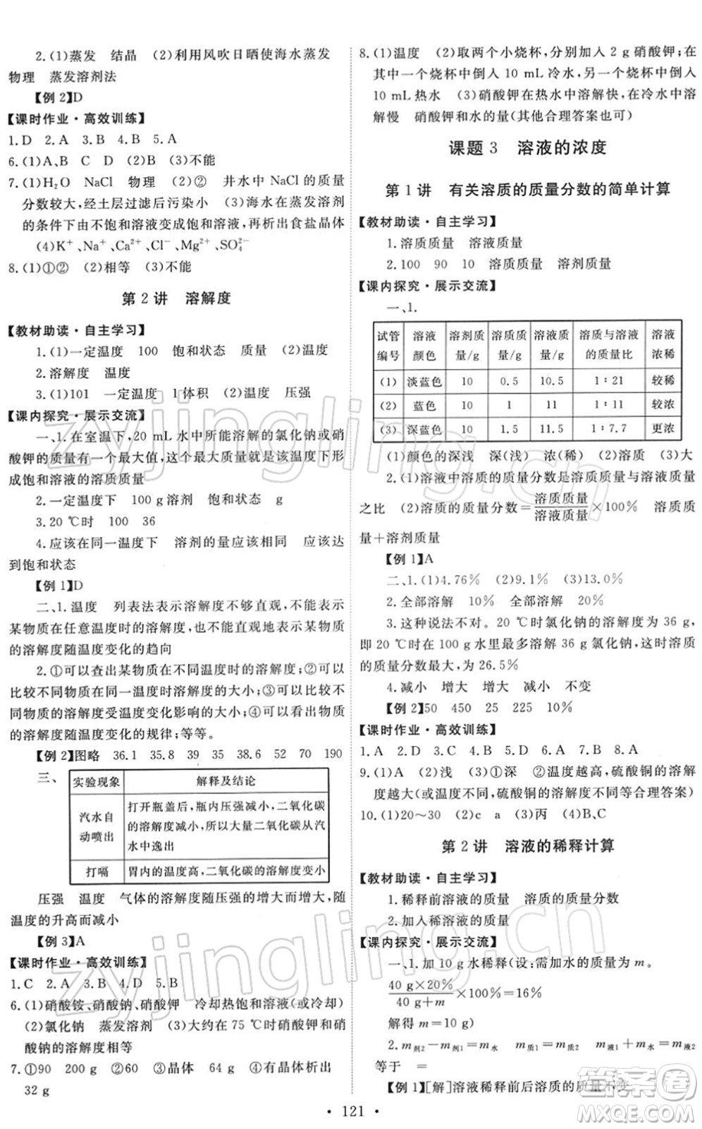 人民教育出版社2022能力培養(yǎng)與測試九年級(jí)化學(xué)下冊(cè)人教版答案