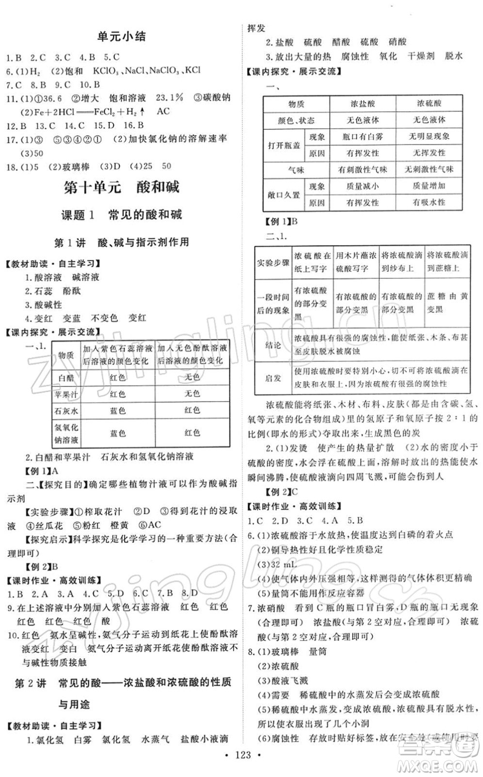 人民教育出版社2022能力培養(yǎng)與測試九年級(jí)化學(xué)下冊(cè)人教版答案