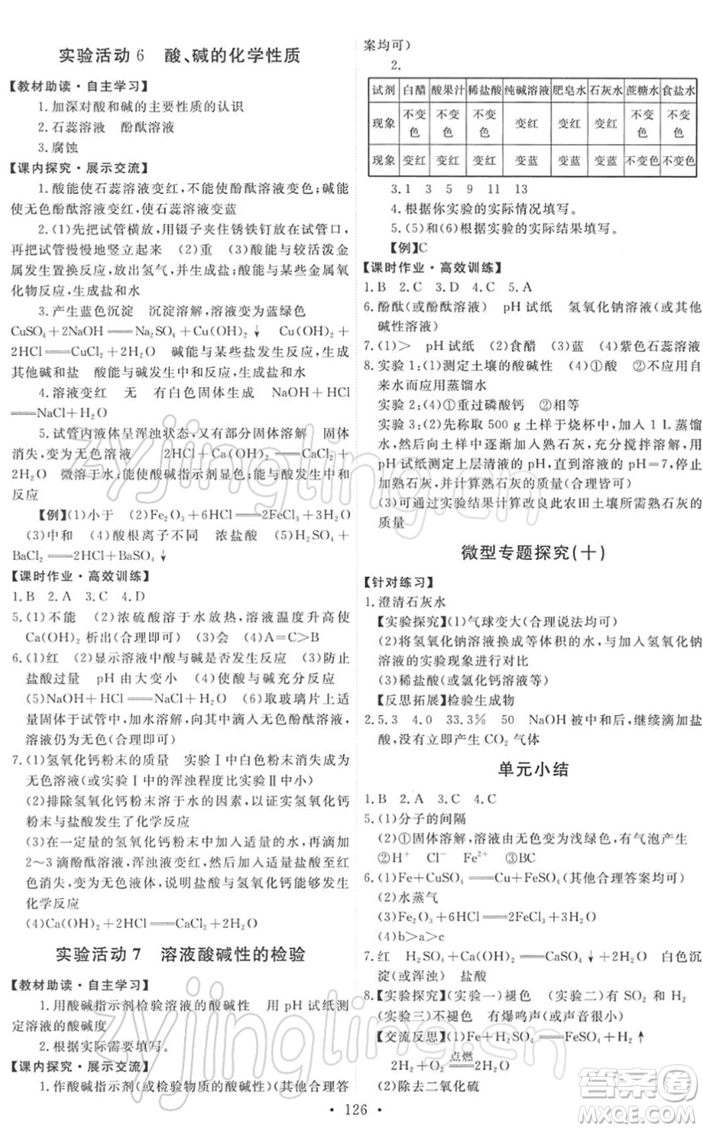 人民教育出版社2022能力培養(yǎng)與測試九年級(jí)化學(xué)下冊(cè)人教版答案