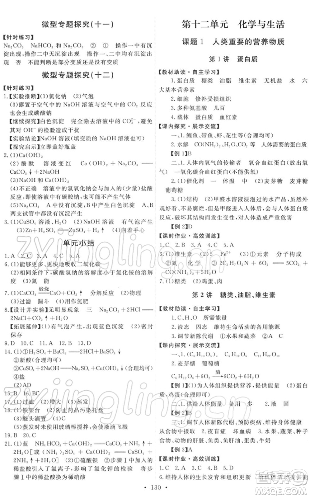 人民教育出版社2022能力培養(yǎng)與測試九年級(jí)化學(xué)下冊(cè)人教版答案