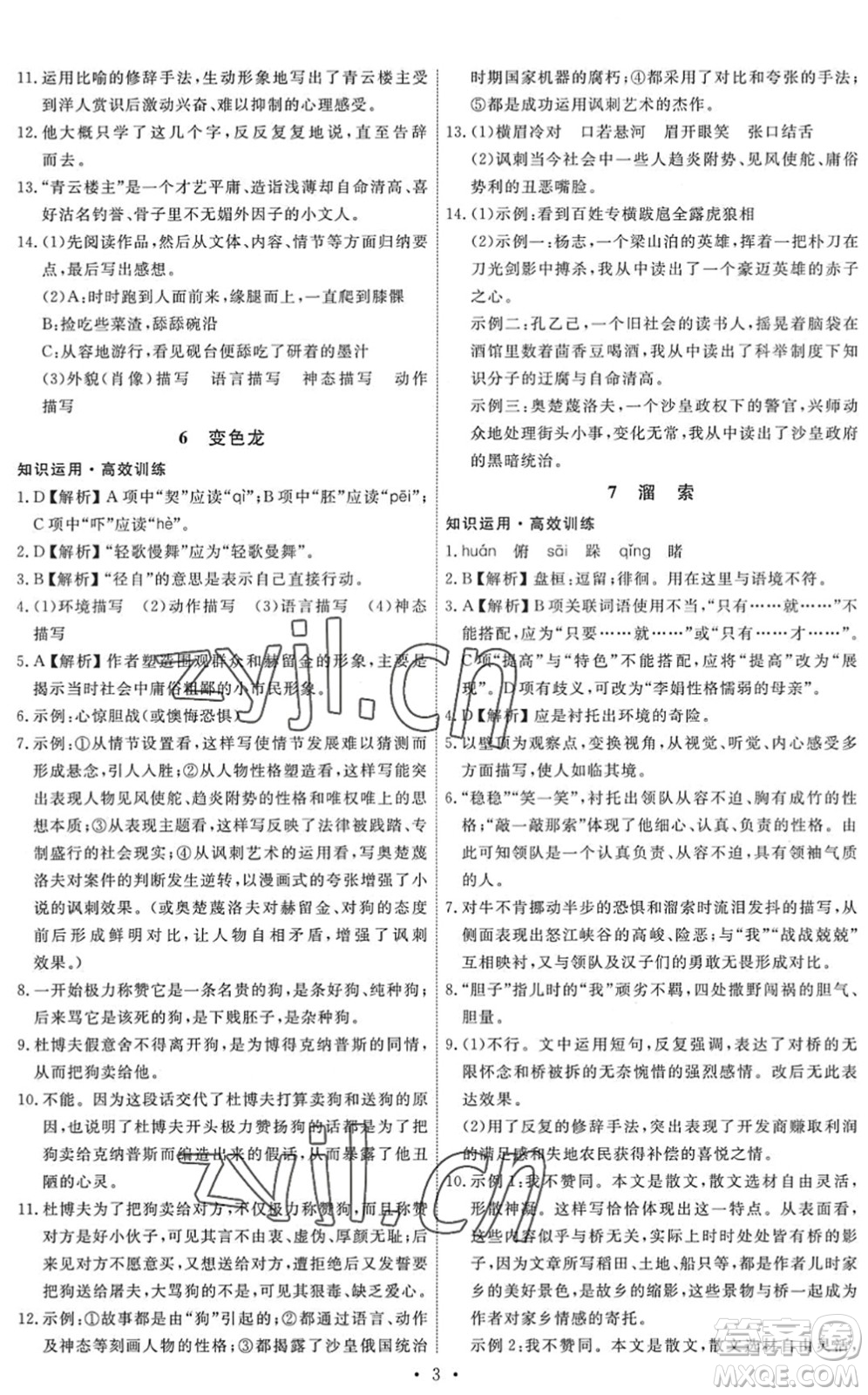 人民教育出版社2022能力培養(yǎng)與測試九年級語文下冊人教版答案