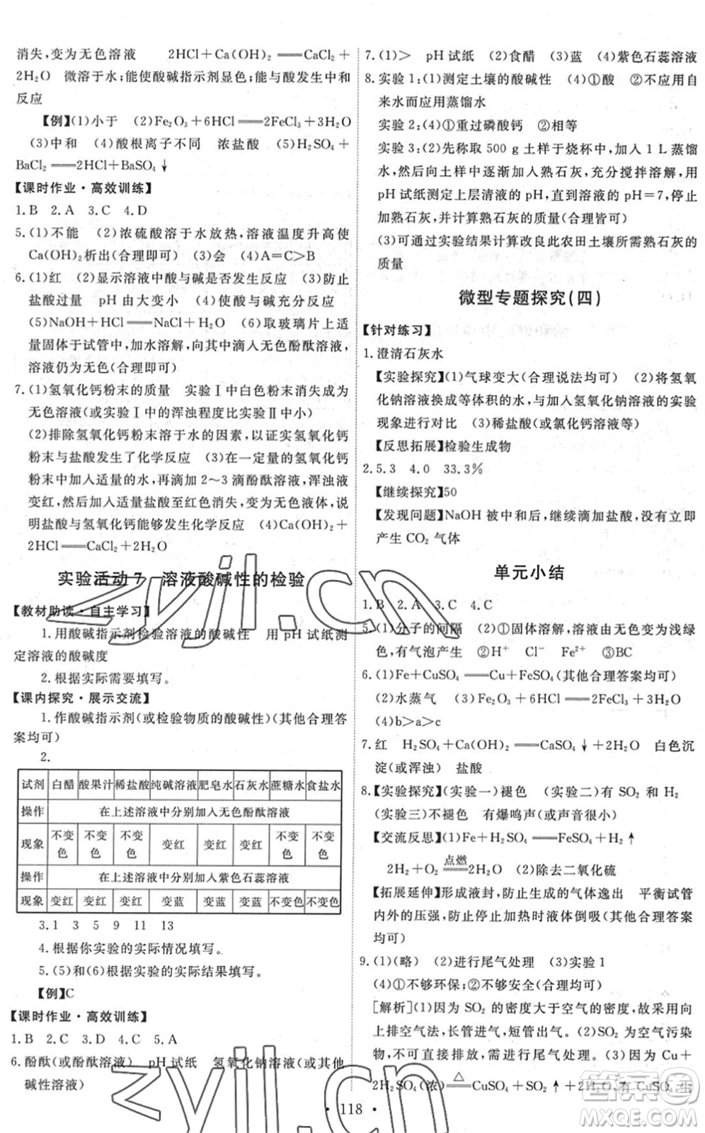 人民教育出版社2022能力培養(yǎng)與測試九年級化學(xué)下冊人教版湖南專版答案