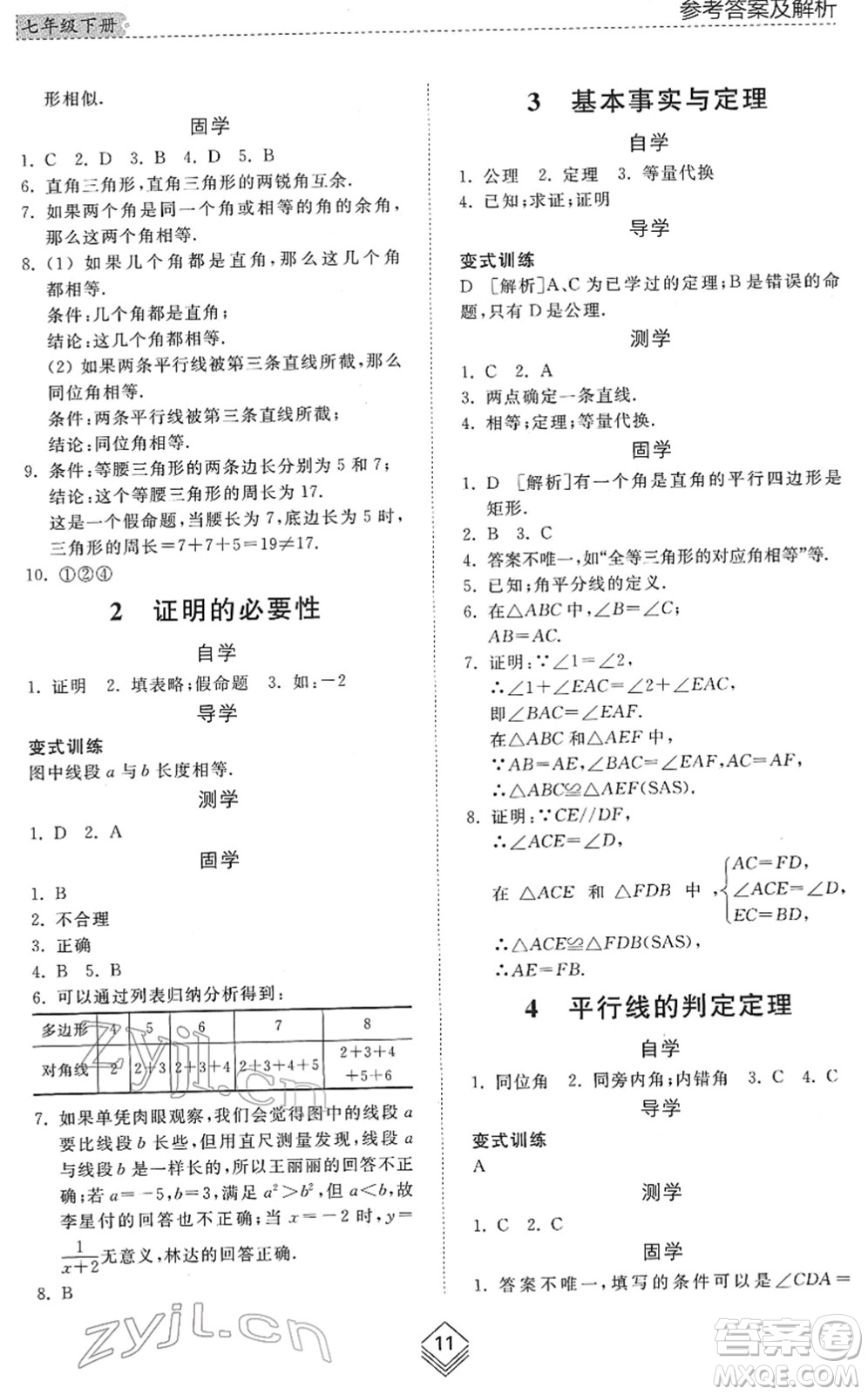 山東人民出版社2022綜合能力訓(xùn)練七年級數(shù)學(xué)下冊魯教版五四學(xué)制答案