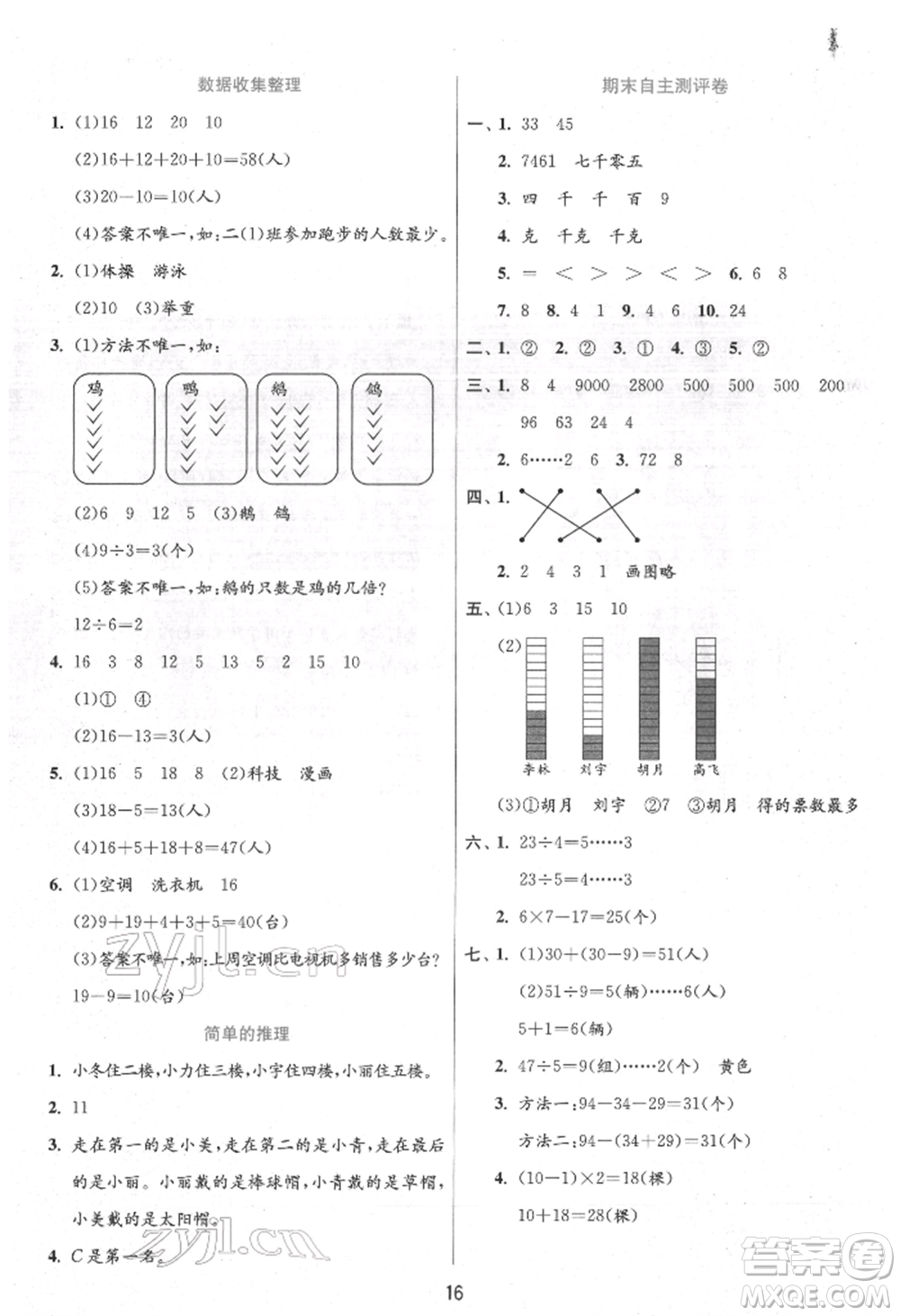 江蘇人民出版社2022實驗班提優(yōu)訓練二年級下冊數(shù)學人教版參考答案