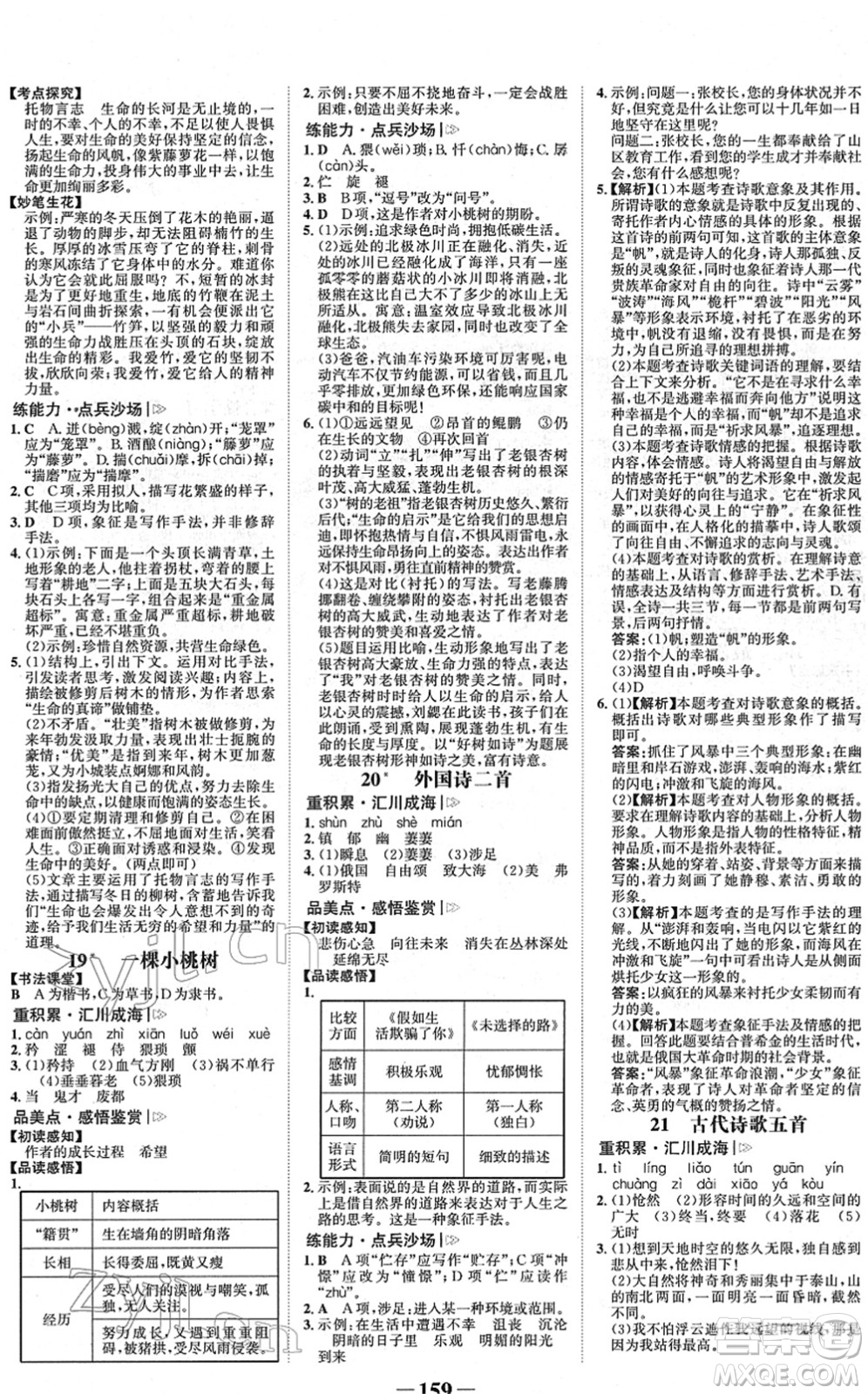 河北少年兒童出版社2022金榜學(xué)案七年級語文下冊部編版答案