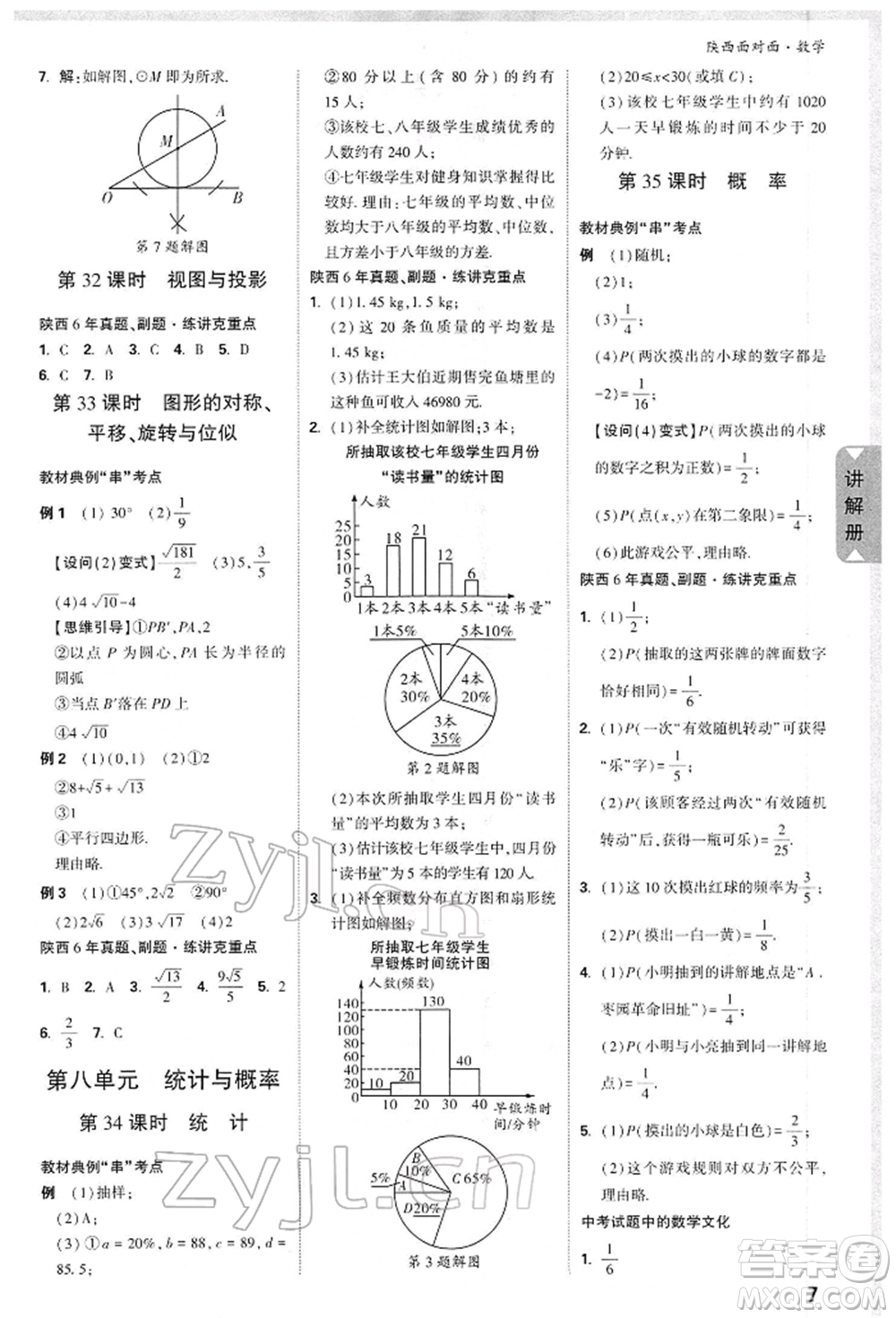 陜西科學(xué)技術(shù)出版社2022中考面對(duì)面九年級(jí)數(shù)學(xué)通用版陜西專版參考答案