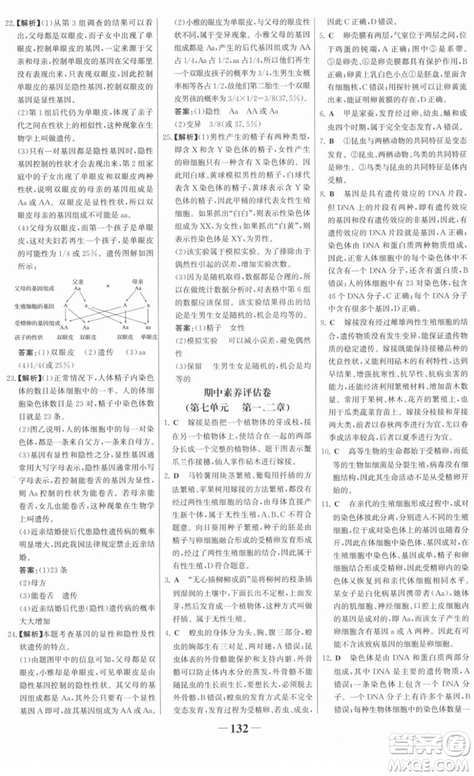 河北少年兒童出版社2022金榜學(xué)案八年級(jí)生物下冊(cè)人教版河南專(zhuān)版答案