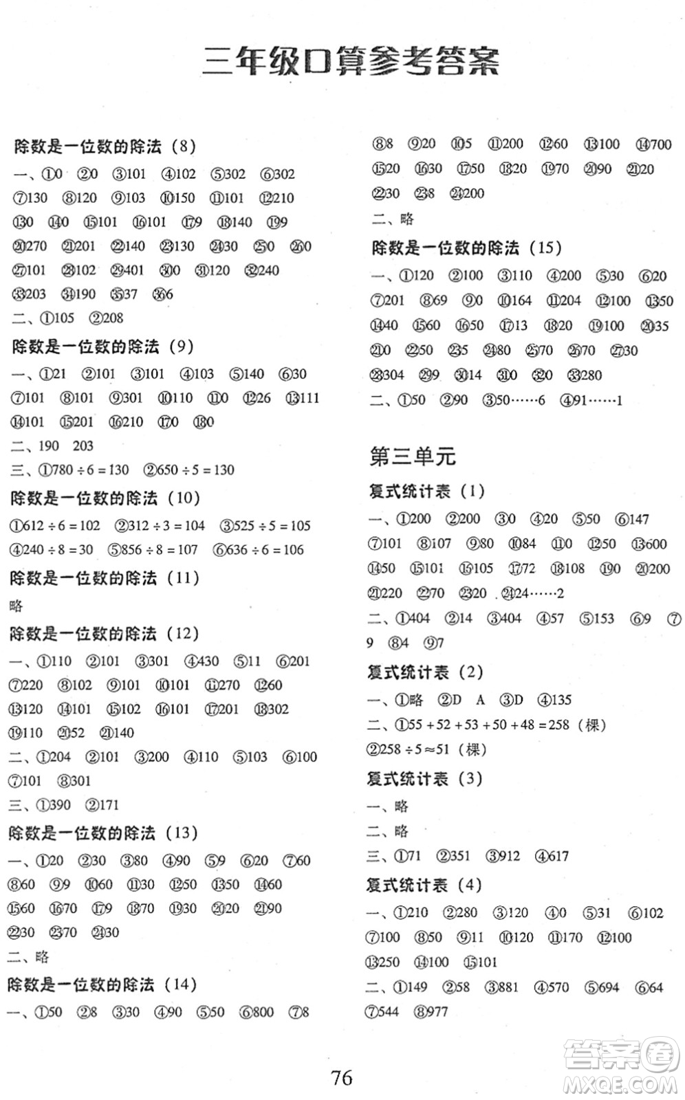 云南美術(shù)出版社2022每日10分鐘口算心算速算天天練三年級數(shù)學(xué)下冊RJ人教版答案