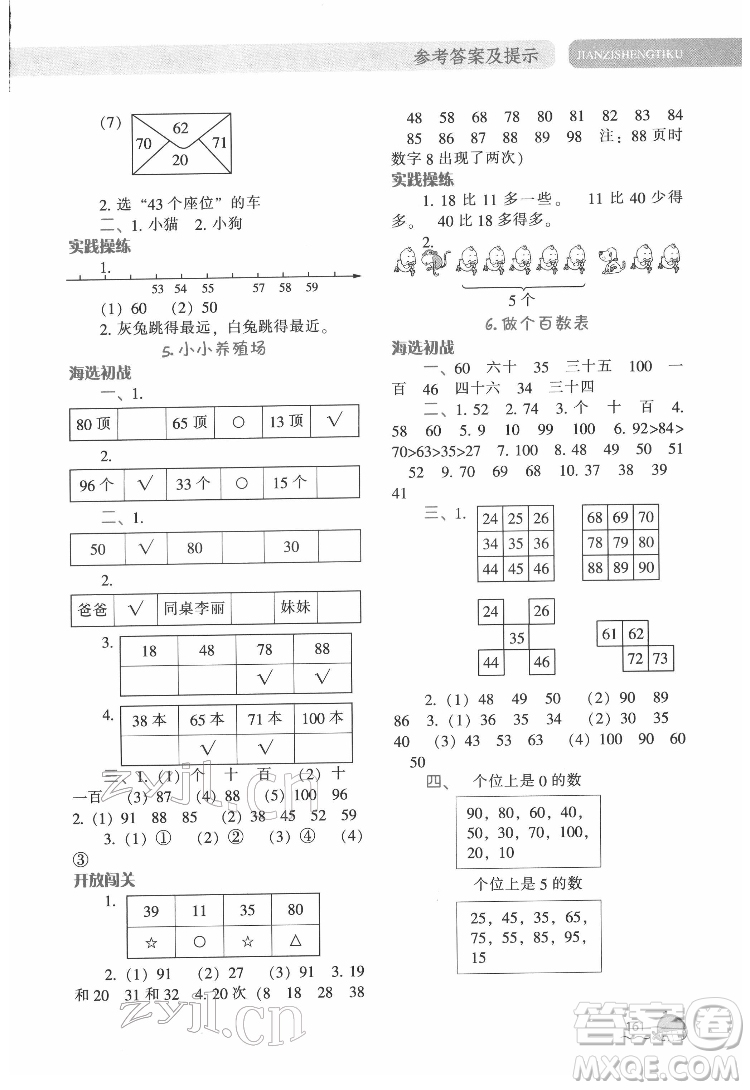 遼寧教育出版社2022尖子生題庫數(shù)學一年級下冊BS北師版答案