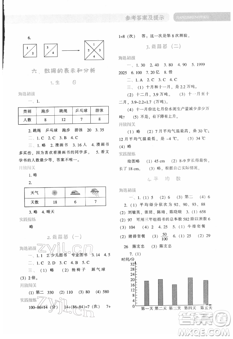 遼寧教育出版社2022尖子生題庫數(shù)學四年級下冊BS北師版答案