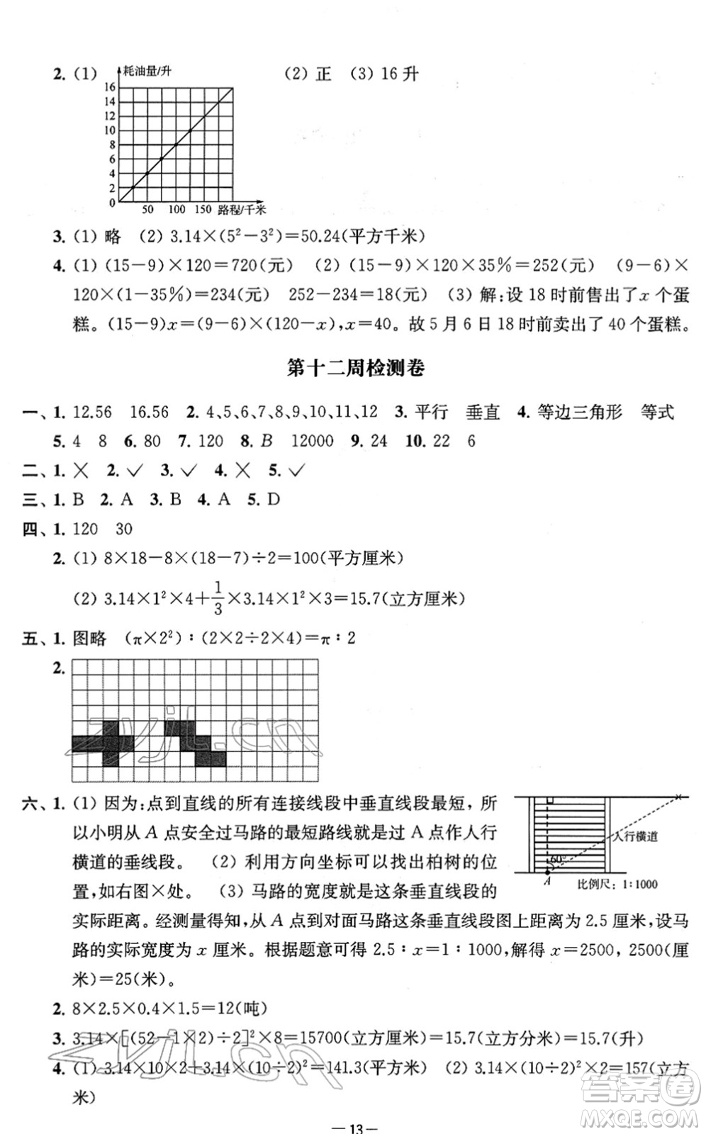 江蘇人民出版社2022名校起航全能檢測(cè)卷六年級(jí)數(shù)學(xué)下冊(cè)蘇教版答案