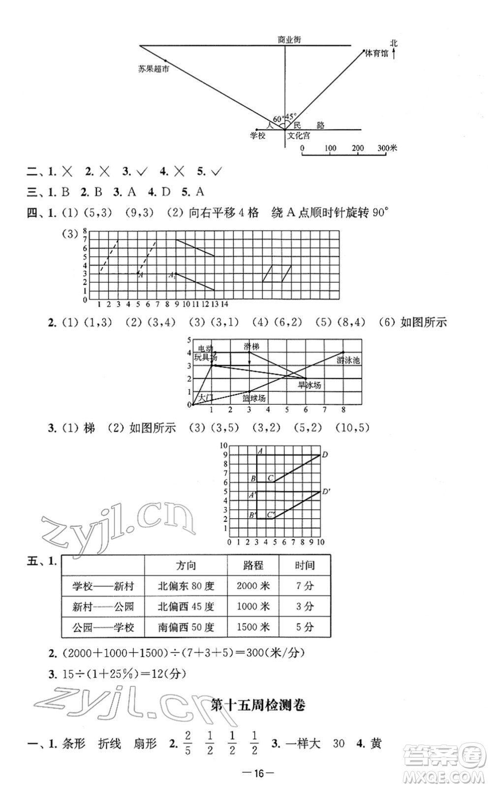 江蘇人民出版社2022名校起航全能檢測(cè)卷六年級(jí)數(shù)學(xué)下冊(cè)蘇教版答案