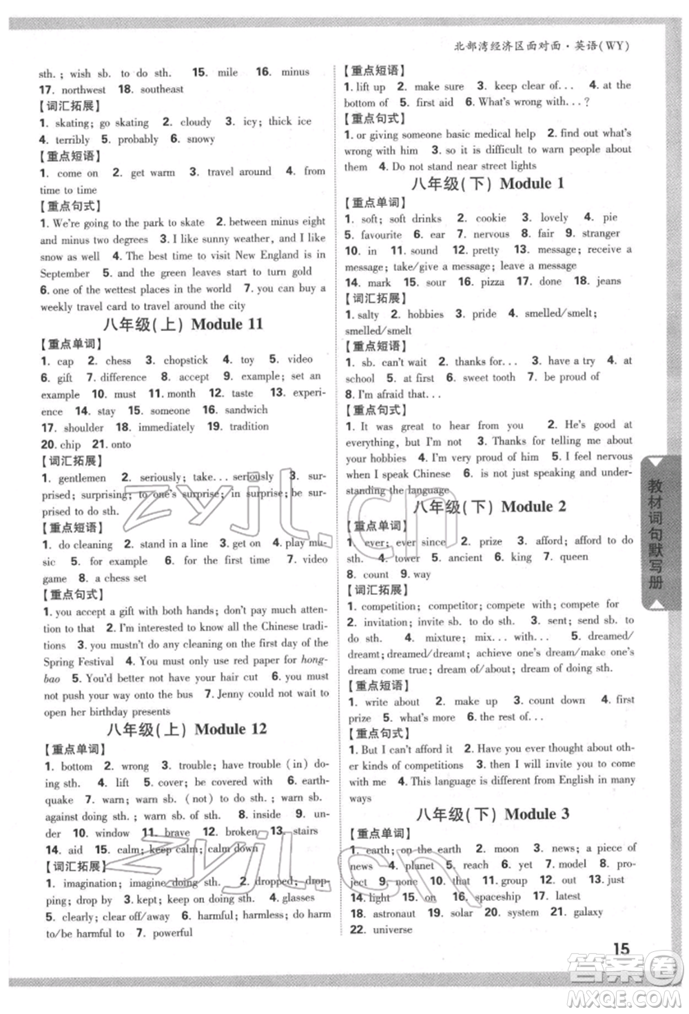 新疆青少年出版社2022中考面對面九年級英語外研版北部灣經(jīng)濟區(qū)專版參考答案