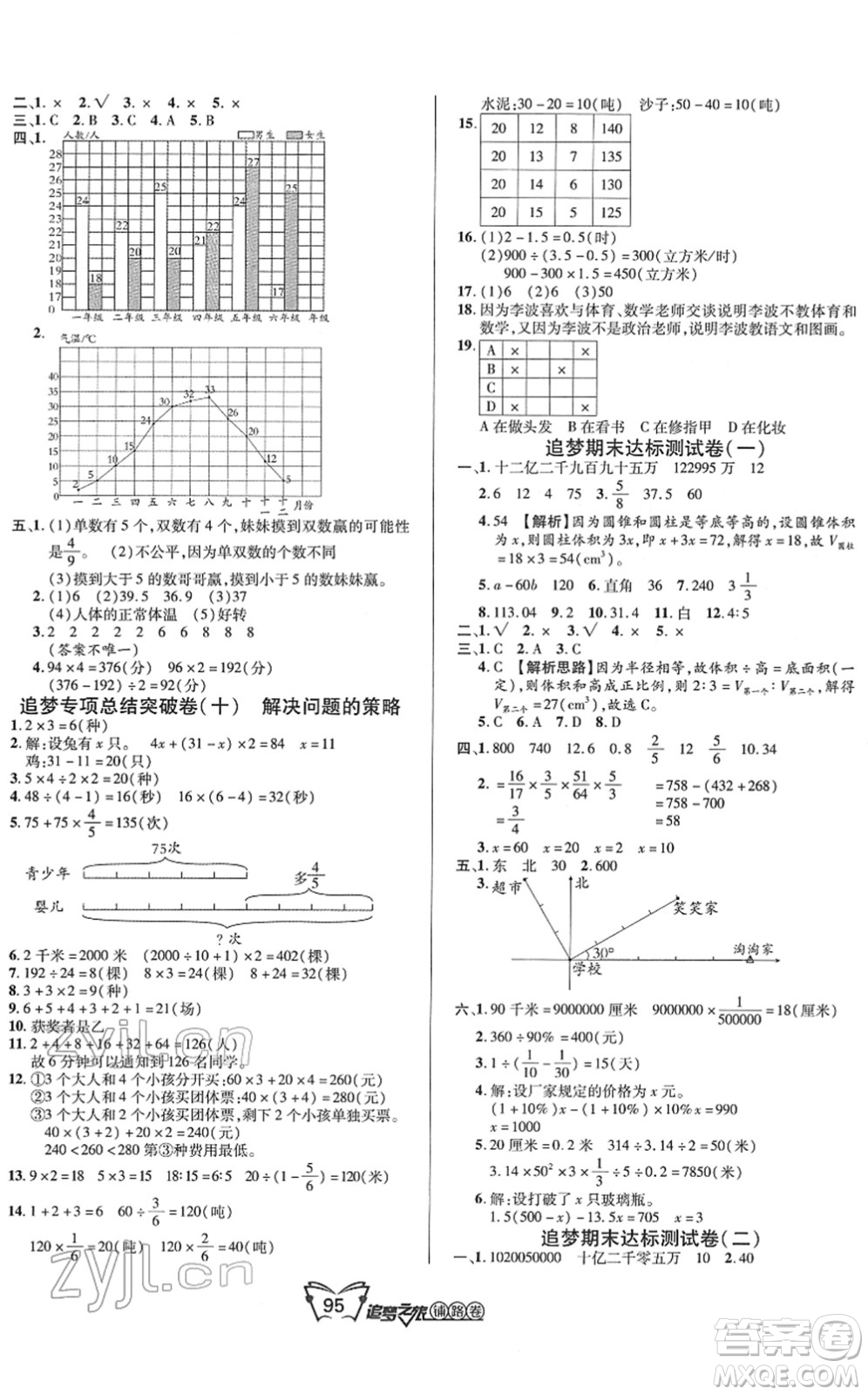 天津科學(xué)技術(shù)出版社2022追夢(mèng)之旅鋪路卷六年級(jí)數(shù)學(xué)下冊(cè)BS北師版河南專版答案