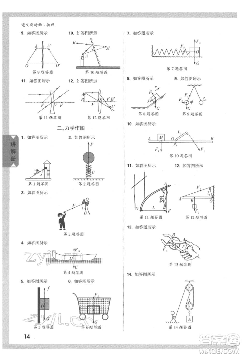 新疆青少年出版社2022中考面對(duì)面九年級(jí)物理通用版遵義專版參考答案