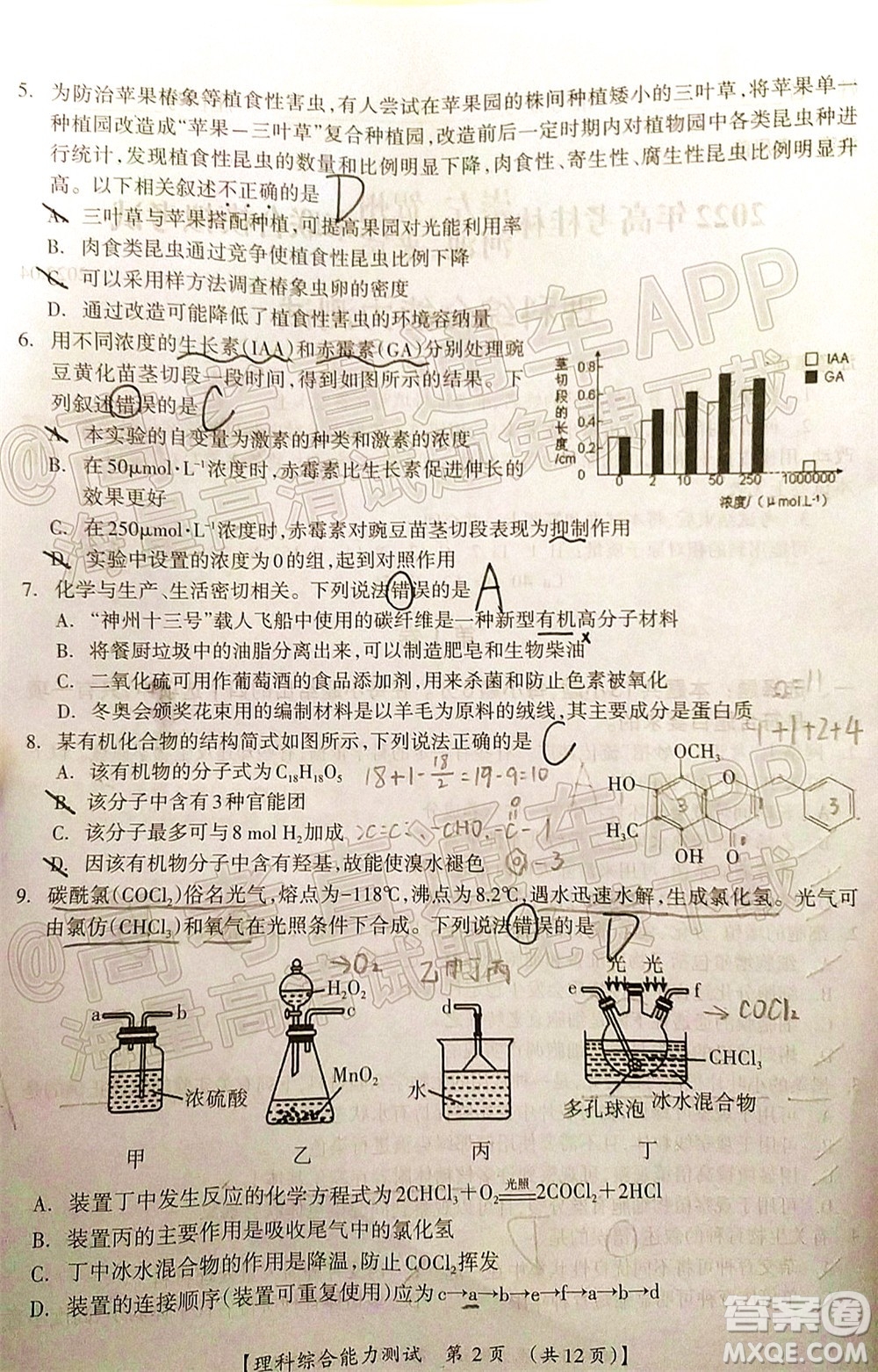 2022高考桂林崇左賀州河池來(lái)賓市聯(lián)合模擬考試?yán)砜凭C合試題及答案