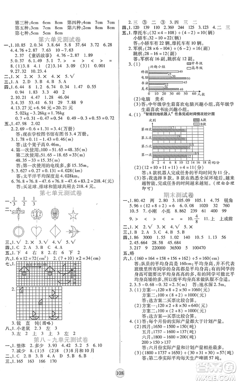 天津科學(xué)技術(shù)出版社2022云頂課堂四年級(jí)數(shù)學(xué)下冊RJ人教版答案