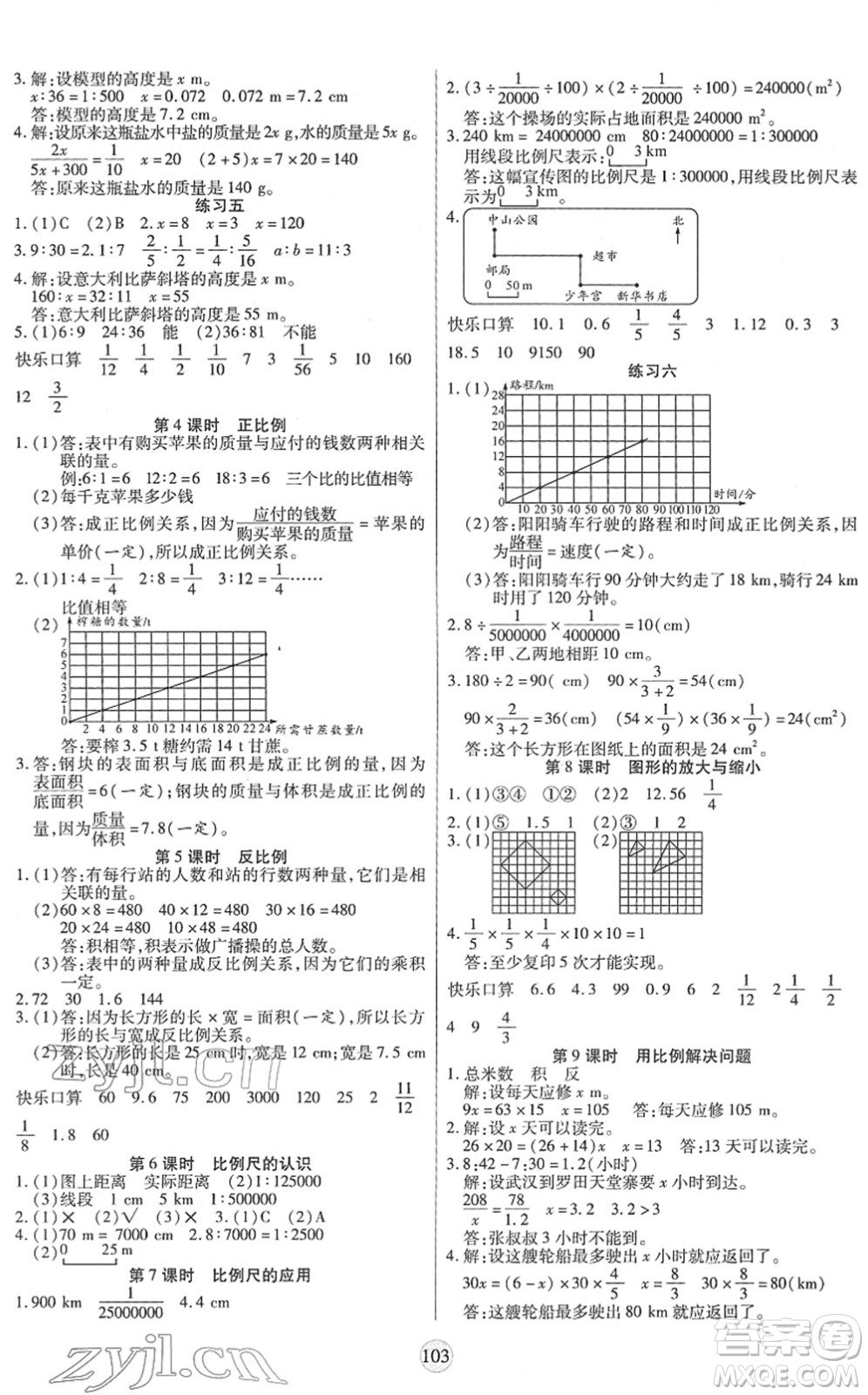 天津科學(xué)技術(shù)出版社2022云頂課堂六年級數(shù)學(xué)下冊RJ人教版答案